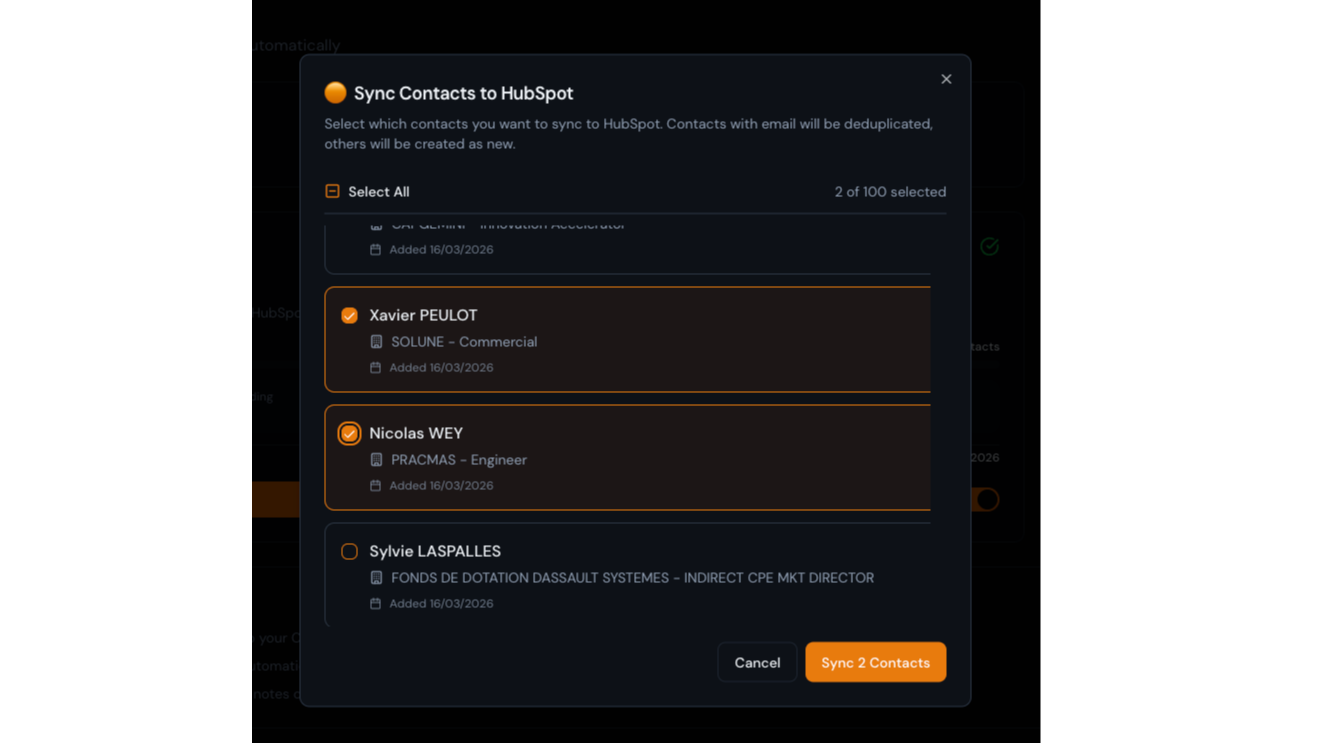 Pocketrecall Contact Sync